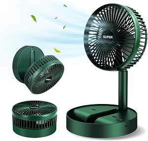 MAESHOP Ventilateur de table portable de 16,5 cm, 3 vitesses, silencieux, 2000 mAh, rechargeable, alimenté par batterie, ventilateur de bureau USB pour la maison, le bureau, l'extérieur, la chamb